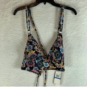 Salt + Cove Juniors In Full Bloom Black Floral Strappy Bikini Top Sz XL NWT 9963